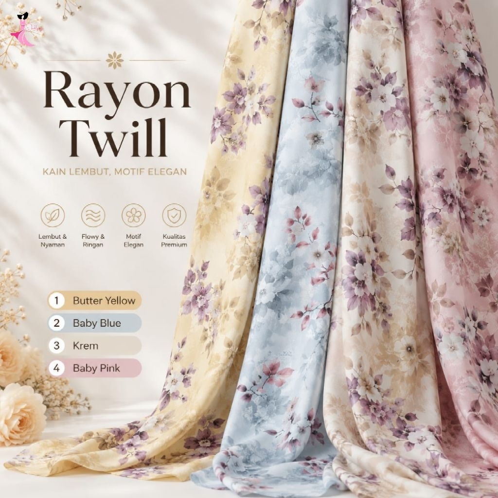 [CRIK] Rayon twill motif / rayon twill print premium / rayon twill kembang / rayon twill motif bunga