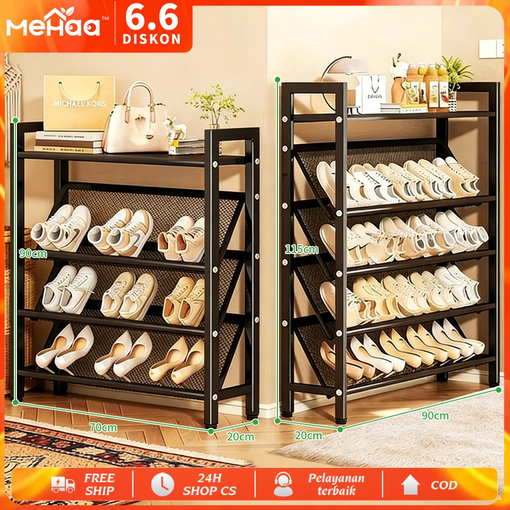 MeHaa rak sepatu besi 5 susun anti karat - mehaa rak serbaguna kuat untuk sepatu, sandal & tas