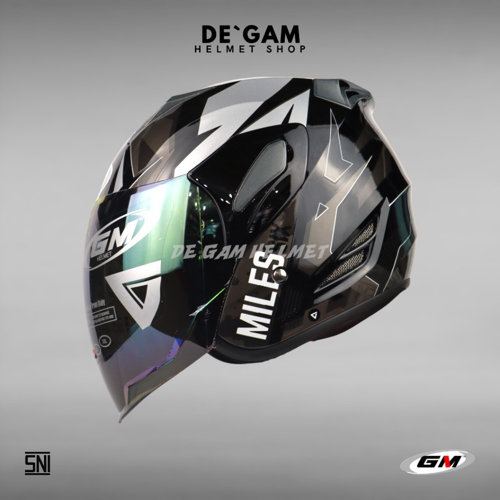 GM Fighter SR Motif Six Miles - Black/Silver - Helm Half Face