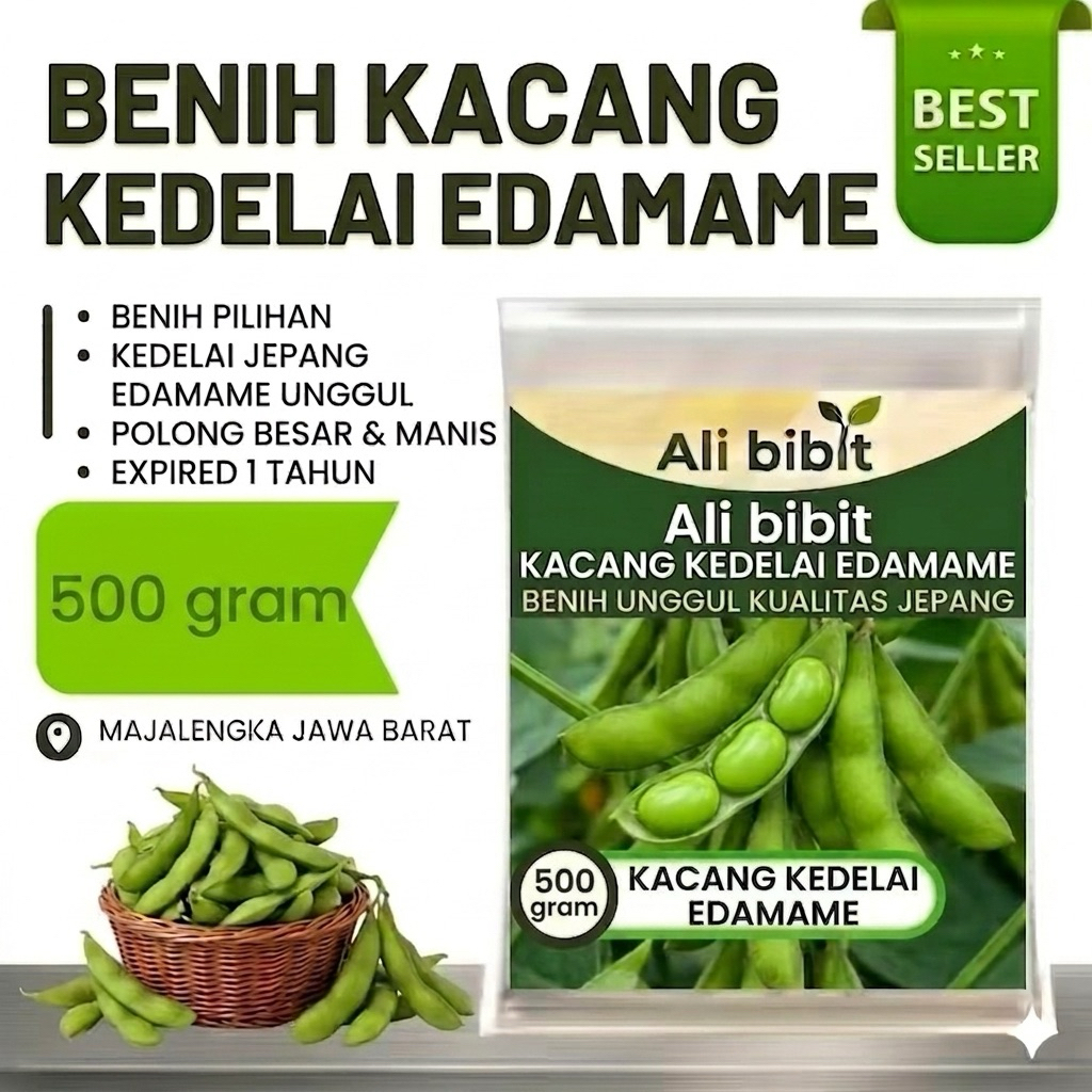 500 Gram/1250 Butir> Biji Benih Kacang Kedelai Edamame Reapack > Bibit Kacang Edamame> Bonus benih