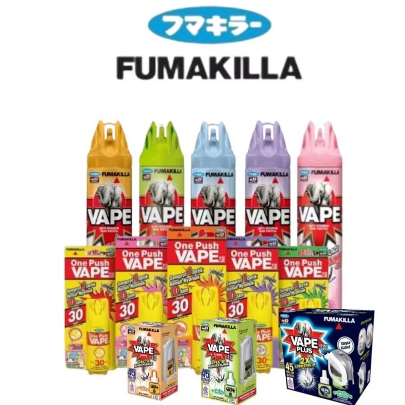 1 DUS FUMAKILLA ONE PUSH VAPE 30HARI | VAPE AEROSOL 600ML | LIQUID REFIIL 45 MALAM | VAPE PLUS CORDL