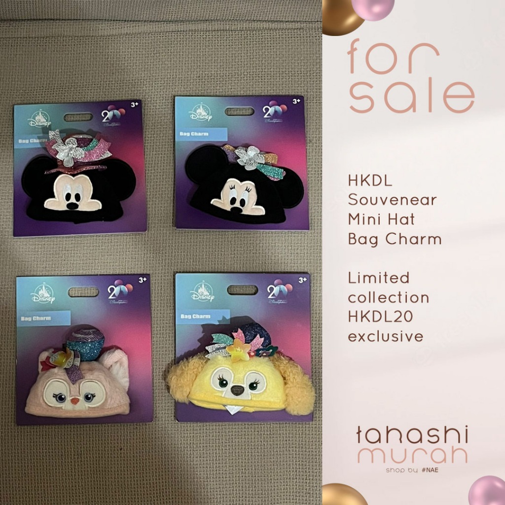 [LAST STOCK] HKDL bag charm gantungan kunci ganci topi mini hat mickey minnie linabell cookieann ori