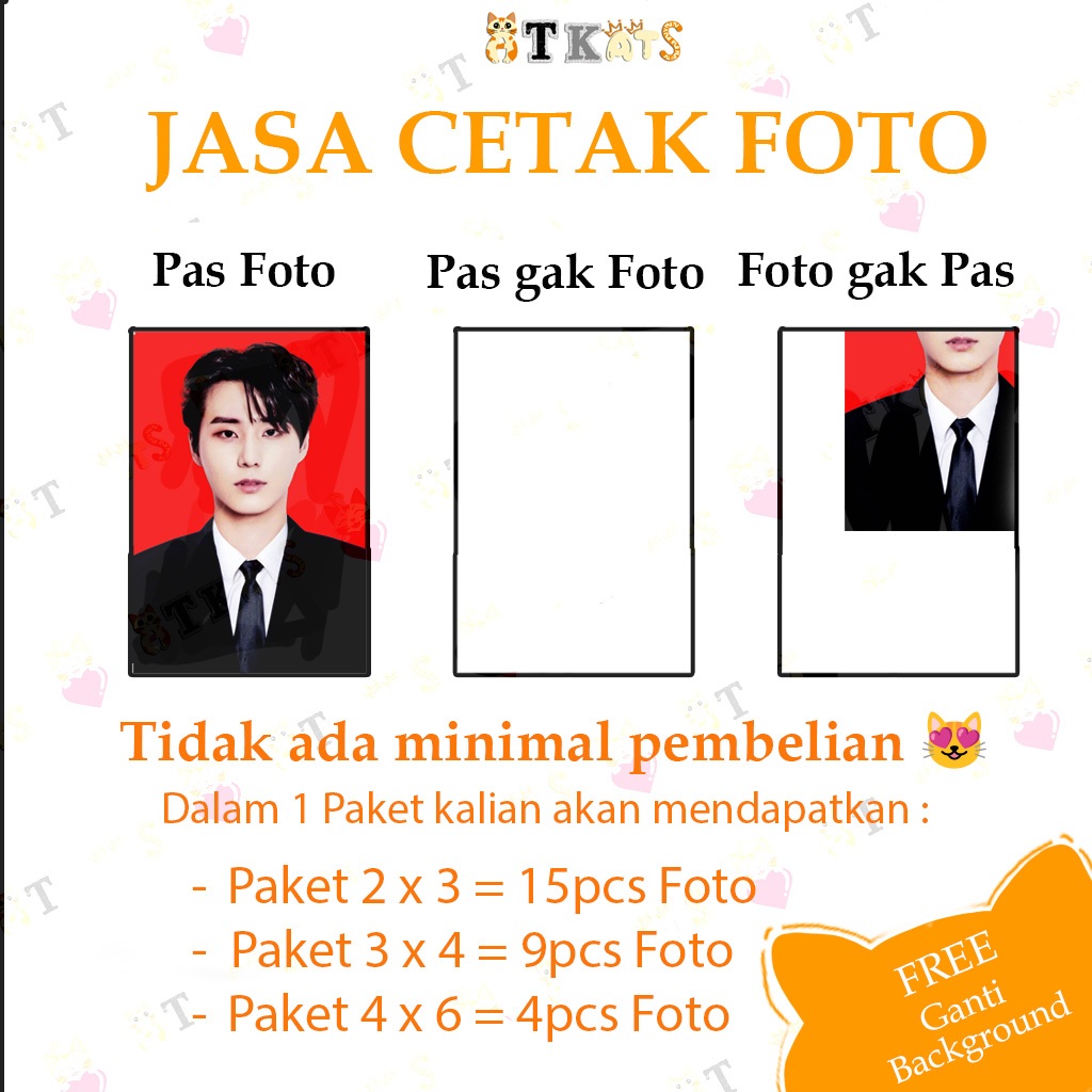 JASA CETAK PAS FOTO / Cetak Foto 2x3, 3x4, 4x6 / Free Edit Warna Background