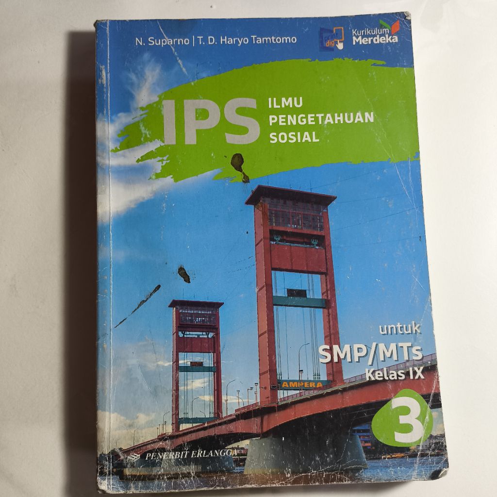 Buku IPS Erlangga SMP kelas 9 Kelas 3 Kelas IX SMP Mts Kurikulum Merdeka ORI BEKAS