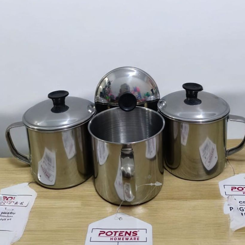 MUG STAINLESS + TUTUP / GELAS STAINLESS / GELAS TUTUP STAINLESS