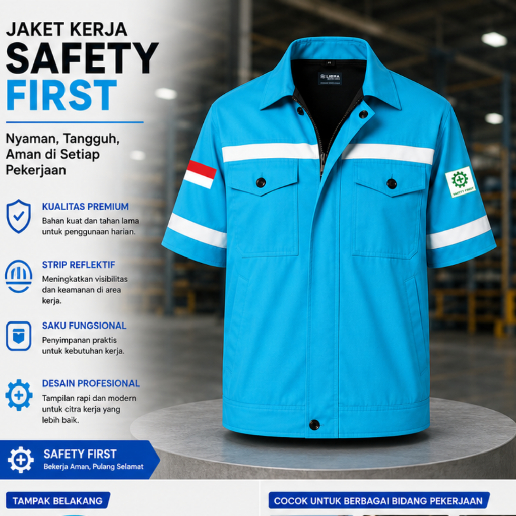 Libra - Baju Kemeja Wearpack Jaket Safety K3 Proyek Kerja Lapangan Outdoor Konstruksi Tambang Lengan