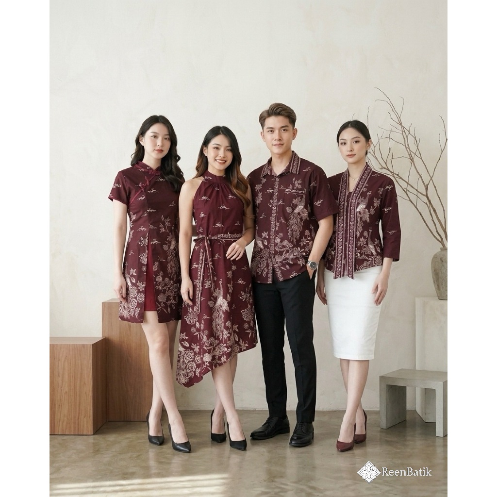 Batik Couple Imlek Warna Merah / Seragam Batik / Batik Cheongsam / Couple Imlek / Atasan Cheongsam /