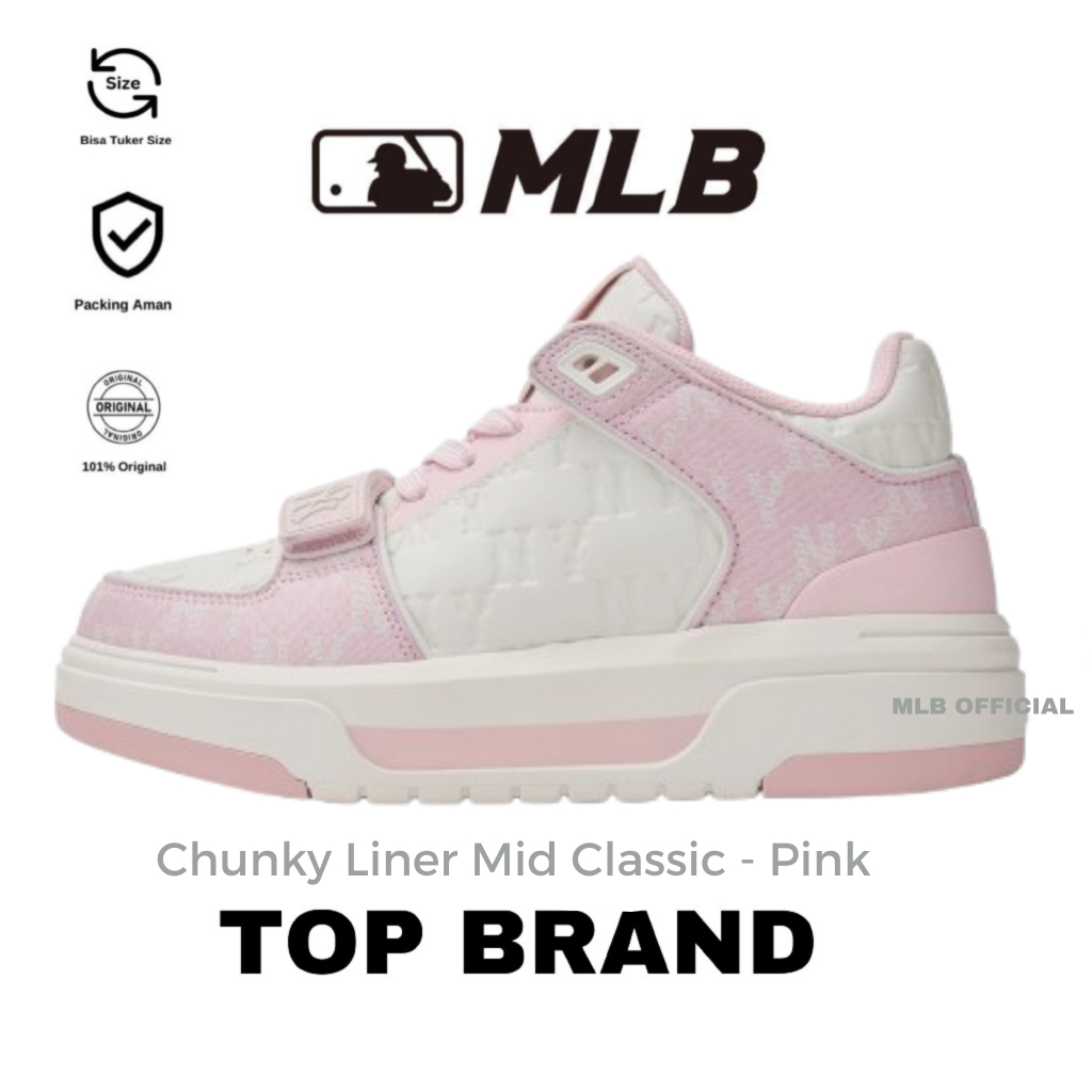 MLB Chunky Liner Mid Classic Mono New York Yankees Pink Sneakes Original