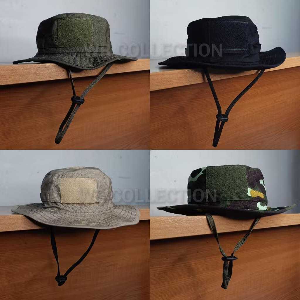 Topi Rimba Perekat Tactical Multicamblack / Topi rimba loreng brimob / Topi Rimba Hijau Rimba Hitam 