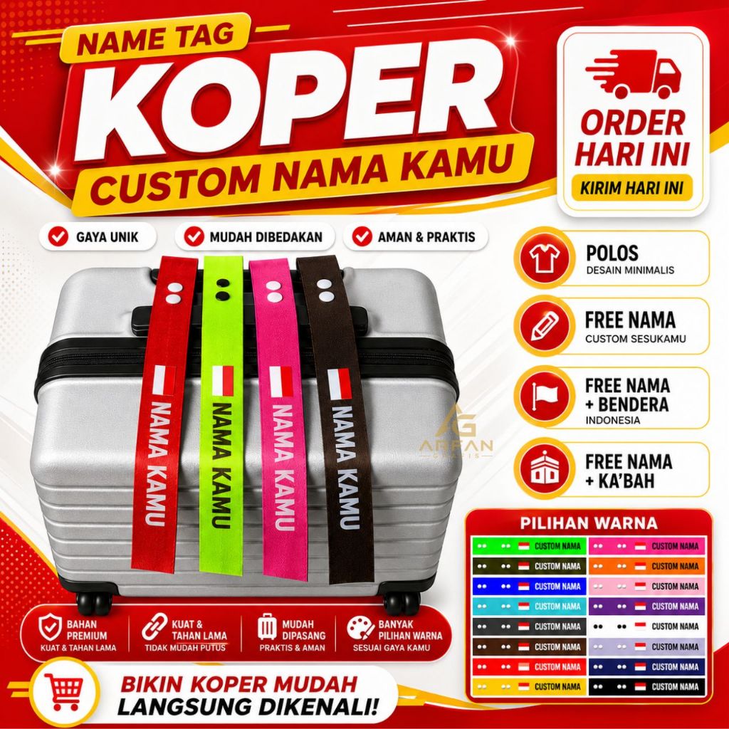 AG - Penanda Koper Name Tag Custom / Name Tag Penanda Koper Custom Nama / Penanda Koper Haji dan Umr