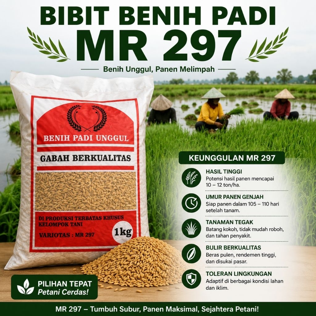 BENIH Bibit PADI MR 297 UNGGUL kemasan 1KG kualitas Original