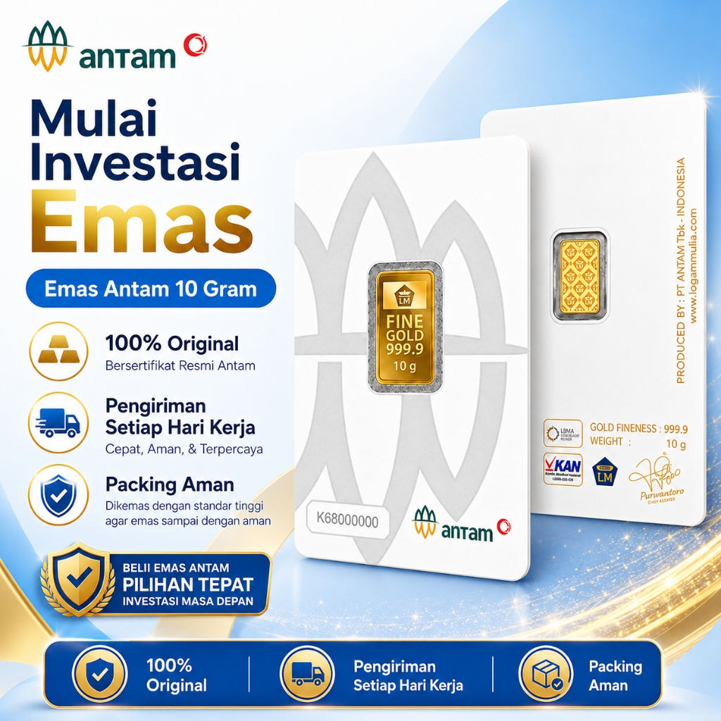 ANTAM Logam Mulia Emas Batangan Murni Gold Bar 24k 10 Gram