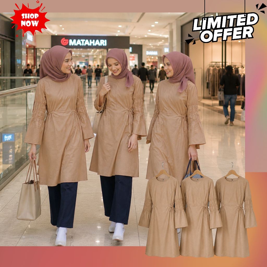 Atasan Tunik Jumbo Wanita Kekinian NIBRAS Group INSPIRE YINS ITU 43 CREAM