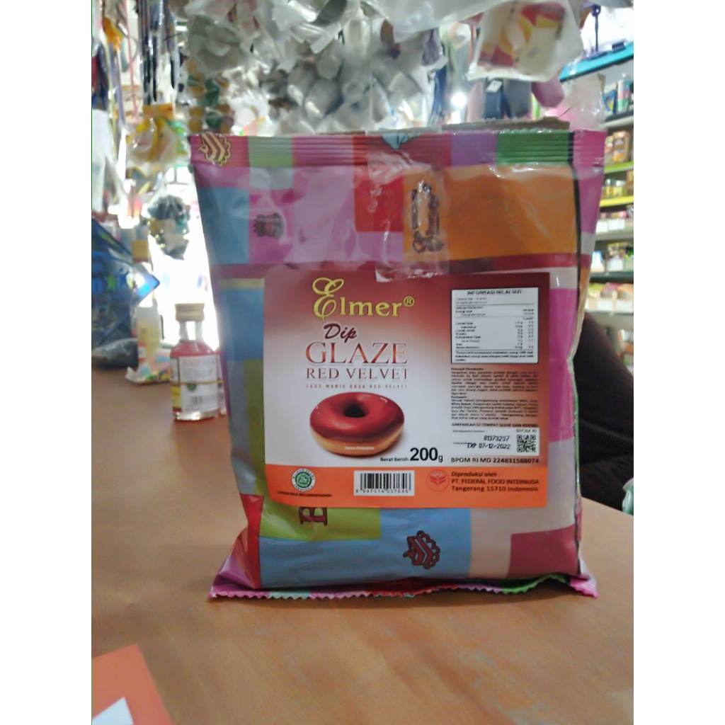 ELMER GLAZE RED VELVET KEMASAN 200GRAM / RED VELVET GLAZE ELMER KEMASAN 200GRAM