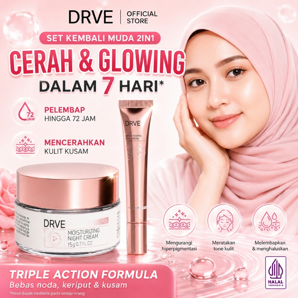 COD DRVE 2in1 Better Together - Brightening Day Cream+Night Cream - Membantu Mencerahkan Kulit & Mem