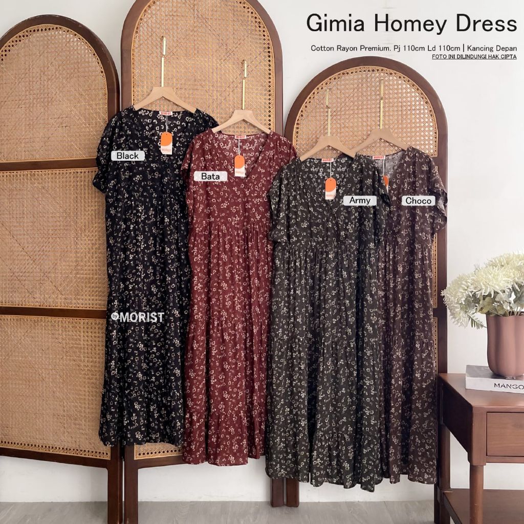 Gimia HomeyDress Daster Pendek Premium Cotton Rayon Original Morist Berlabel