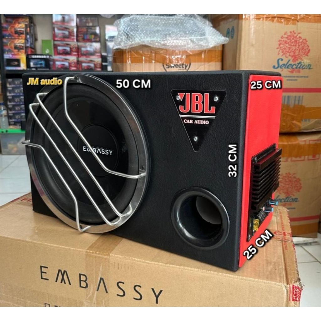 Speaker ACTIVE BASS TUBE/BASS BOX 12INCH EMBASSY MAX 600 WATT (Mobil) 12Volt Universal