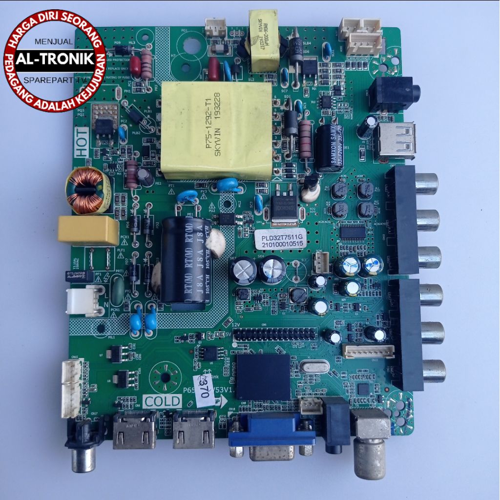 MAINBOARD TV LED POLYTRON 32 INCH MODEL PLD 32T7511 MODUL MB MAIN BOARD PLD32T7511