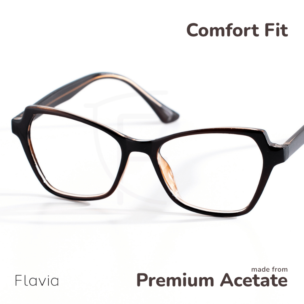 Flavia Eyewear - Kacamata Owl Acetat (custom minus, photochromic, blueray, bluechromic)