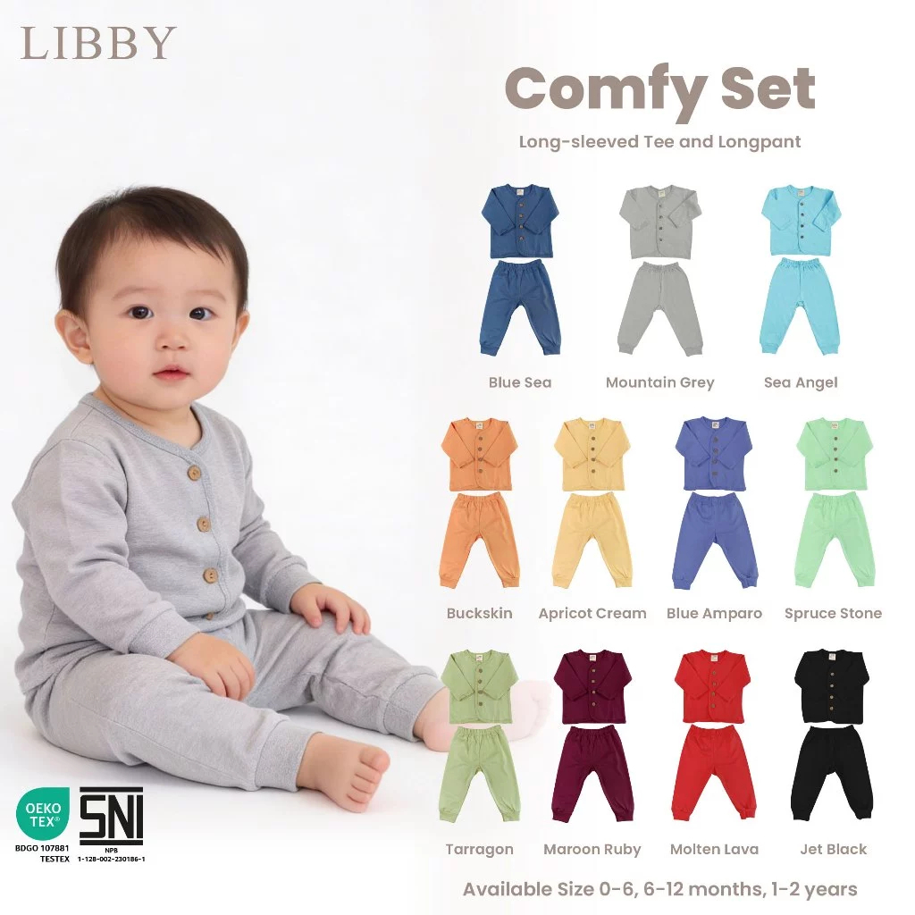 LIBBY COMFY SET PANJANG EARTH COLORS SERIES/BAJU BAYI