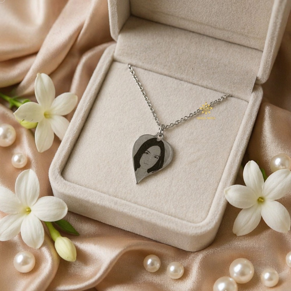 Kalung Custom Foto & Nama Motif Love Kekinian