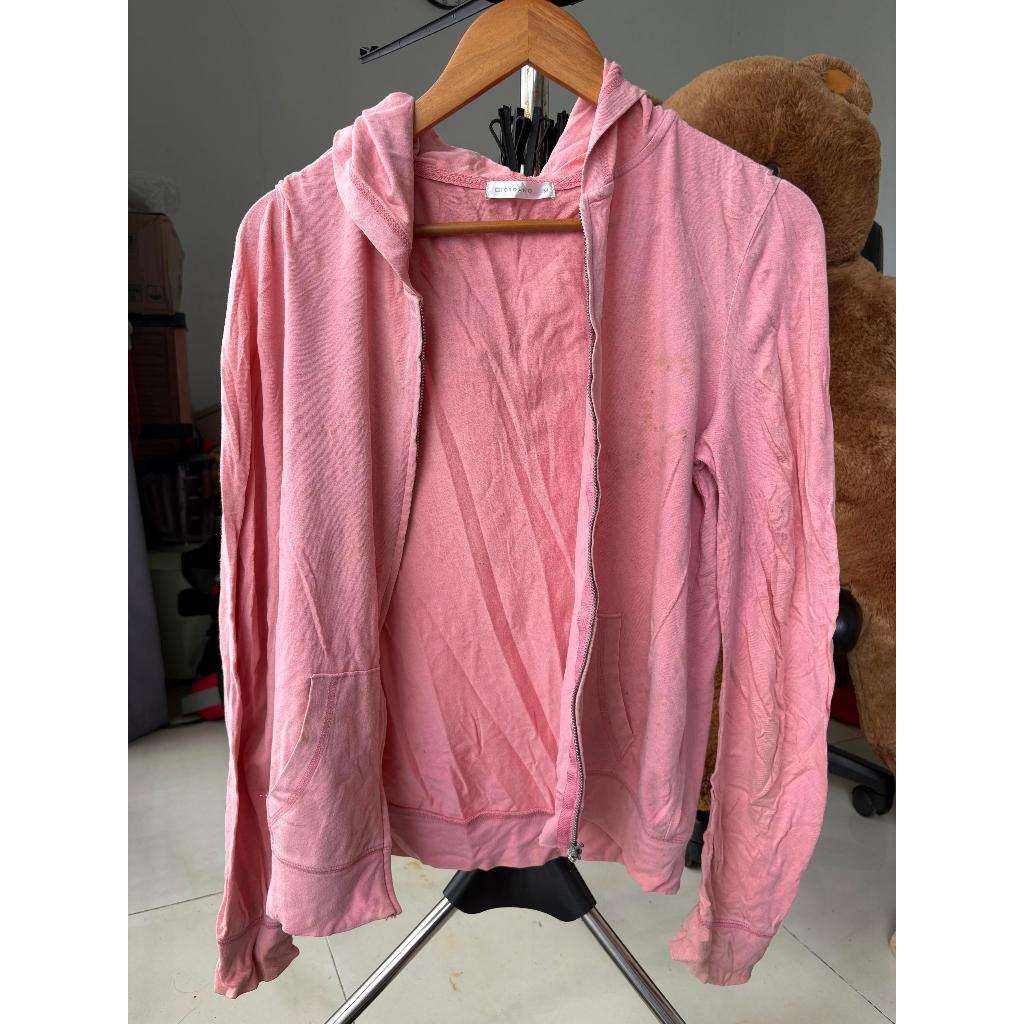 JAKET HOODIE ZIPPER GIORDANO ORIGINAL – PINK (PRELOVED DENGAN MINUS NODA)
