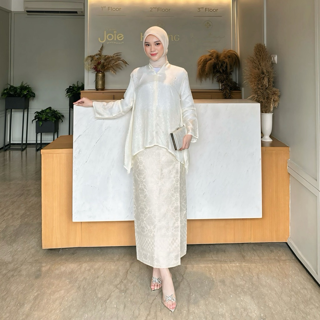 ALANA  Set Viscose Songket setelan Viscose rok songket Viscose Polos Semi Sutera baju Kondangan baju