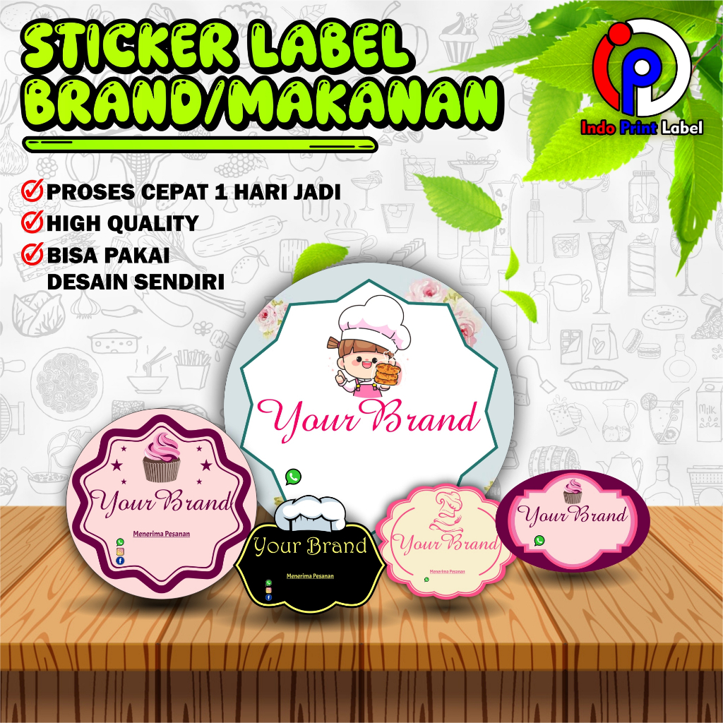 STIKER LOGO MAKANAN / LABEL MAKANAN / CETAK STIKER MURAH / LABEL USAHA / STIKER CUTTING