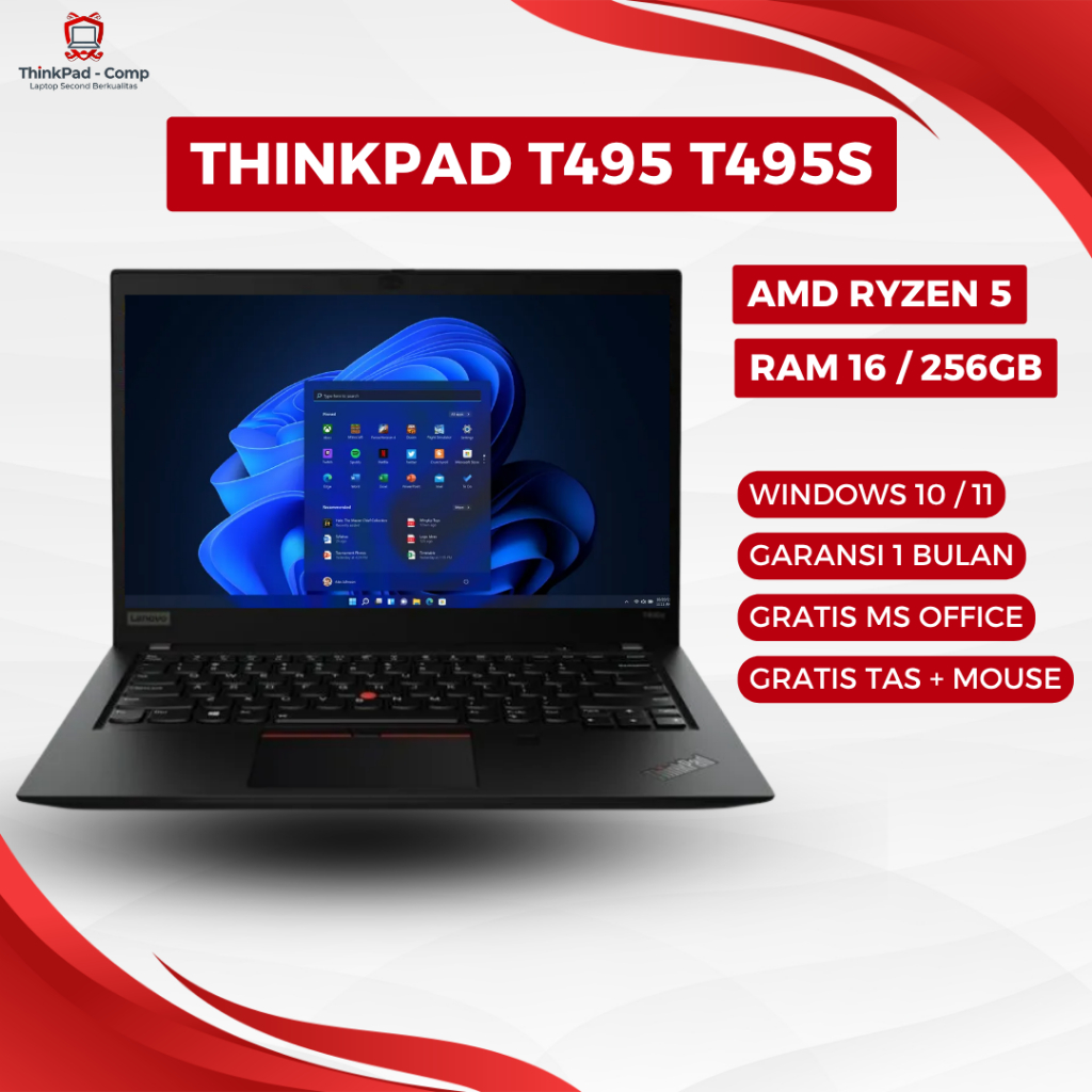 Laptop Lenovo Thinkpad T495 Ryzen 5 Thinkpad T495S Ryzen 7 Ram 8/256GB - Laptop Thinkpad Second Mura