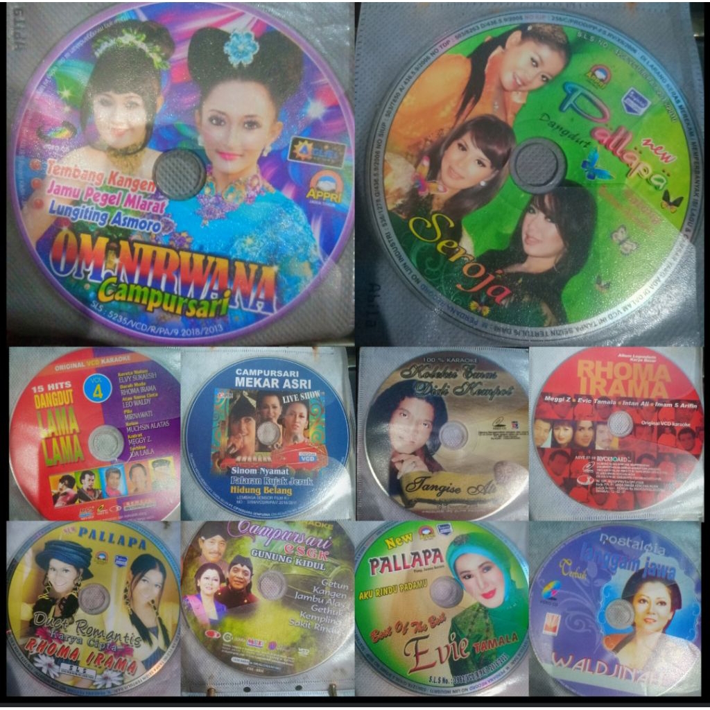 VCD Tanpa Cover Dangdut & Campursari 2 (Bagus) / 10 Pcs / Didi Kempot, Evie Tamala, Waljinah, Rhoma 