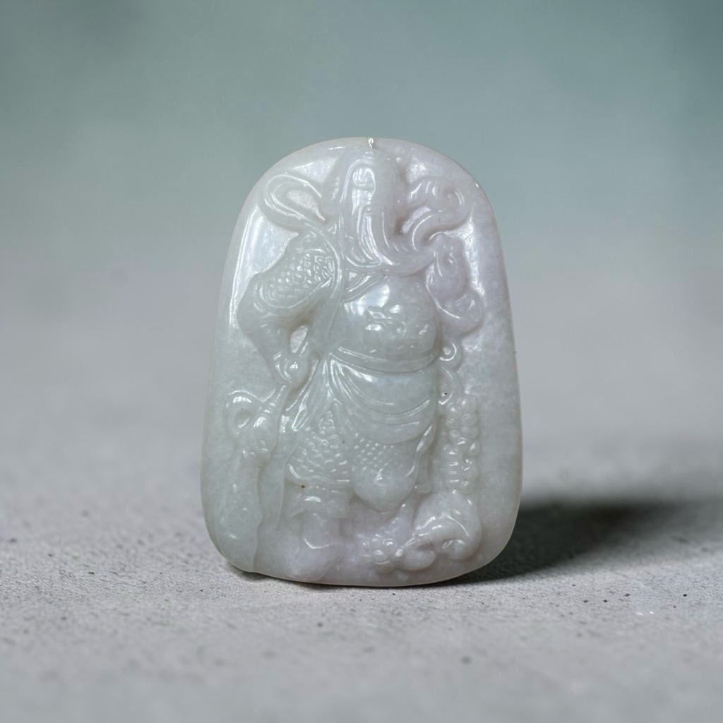 [Certified] - Guan Gong Jade Pendant Natural White Pink Jadeite Jade Type A