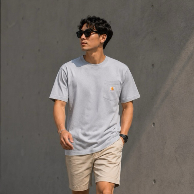 Carhatt T-shirt kaos keong poket regular fit cotton combed 24s pria wanita dewasa unisex simple keki