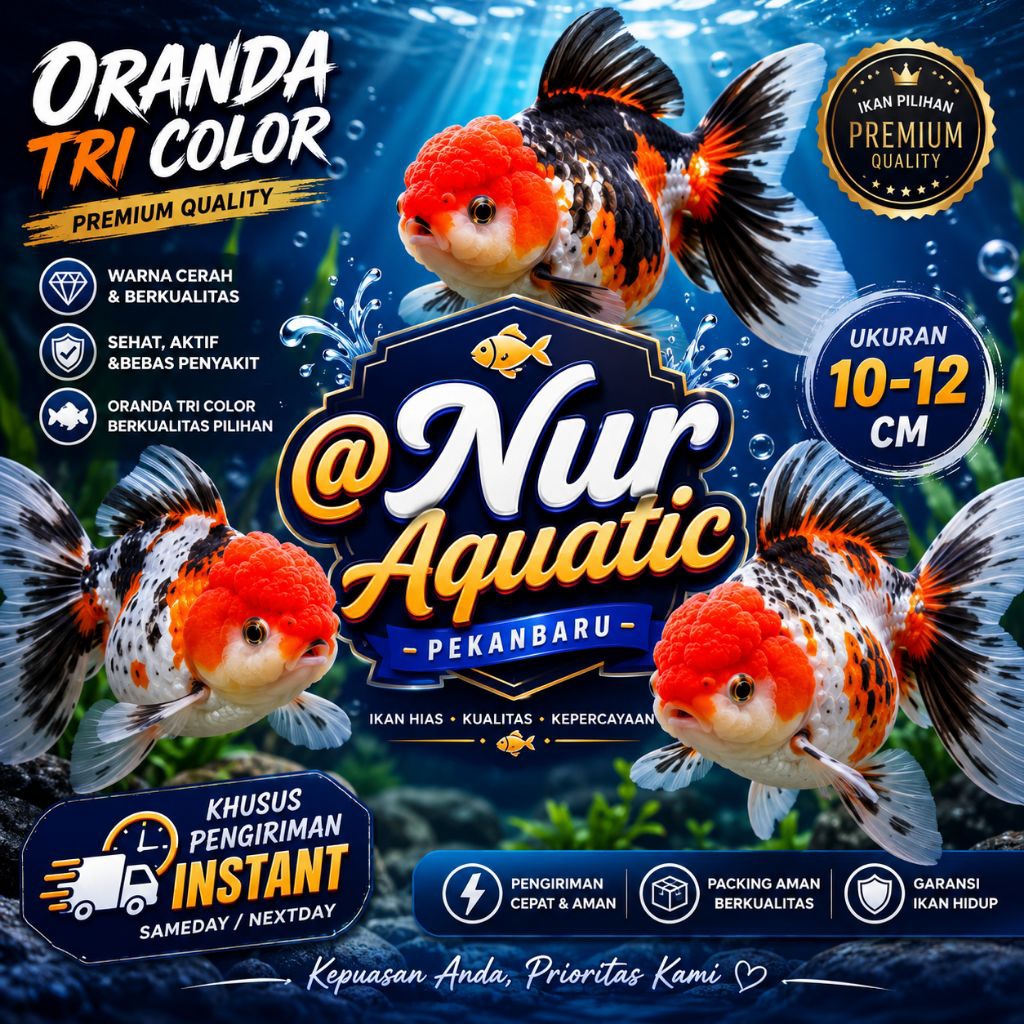 ikan mas koki Oranda Tri Color ukuran 10-12 cm