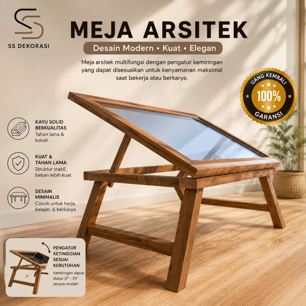 MEJA GAMBAR KACA ARSITEK A2 [60cmx42cm] | (TANPA KACA)