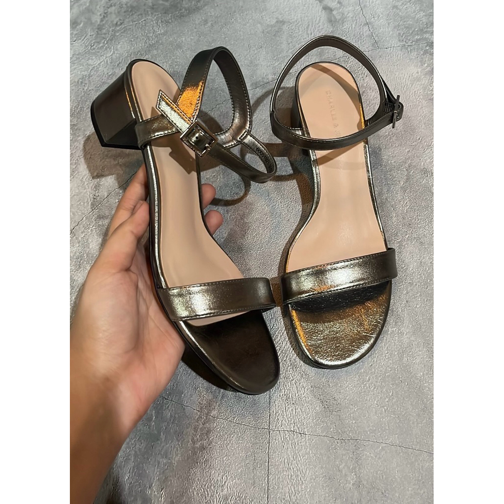 Charles & Keith Heels Tali Ankle - Pewter (100% Original)