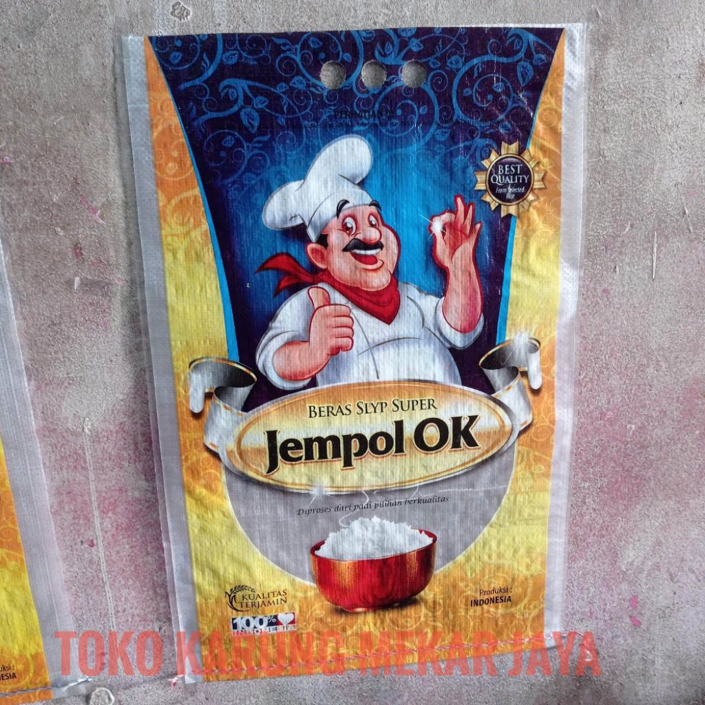 KARUNG BERAS LAMINASI CAP "JEMPOL OK" UKURAN 10KG