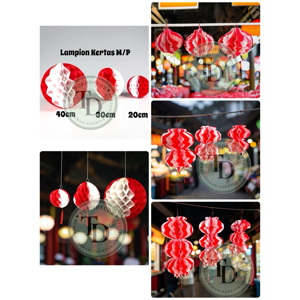 Dekorasi 17 an Lampion Honeycomb Merah Putih / Pernak Pernik Merah Putih /  Lampion Kertas Merah Put
