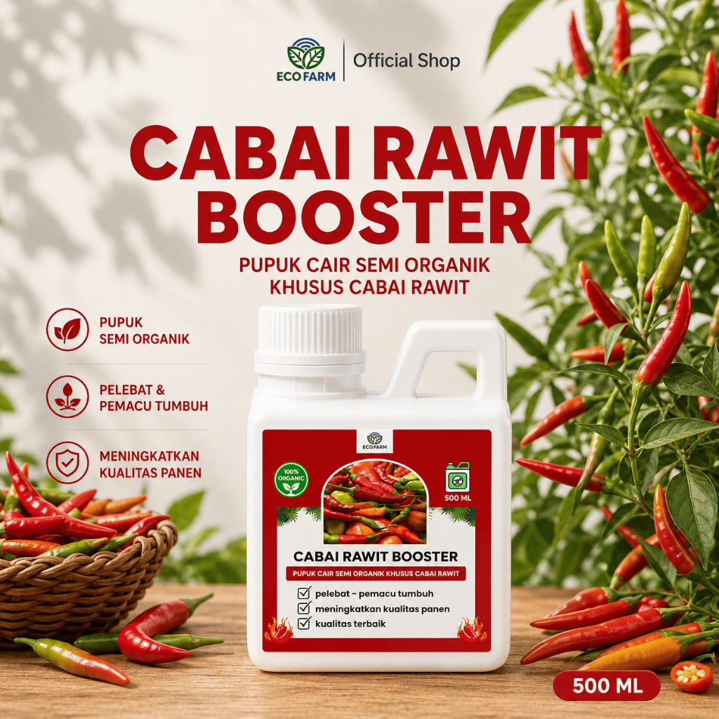 ECOFARM - BOOSTER CABE RAWIT 500ML - Pupuk organik Cair dan ZPT Khusus tanaman CABE RAWIT & Pelebat 