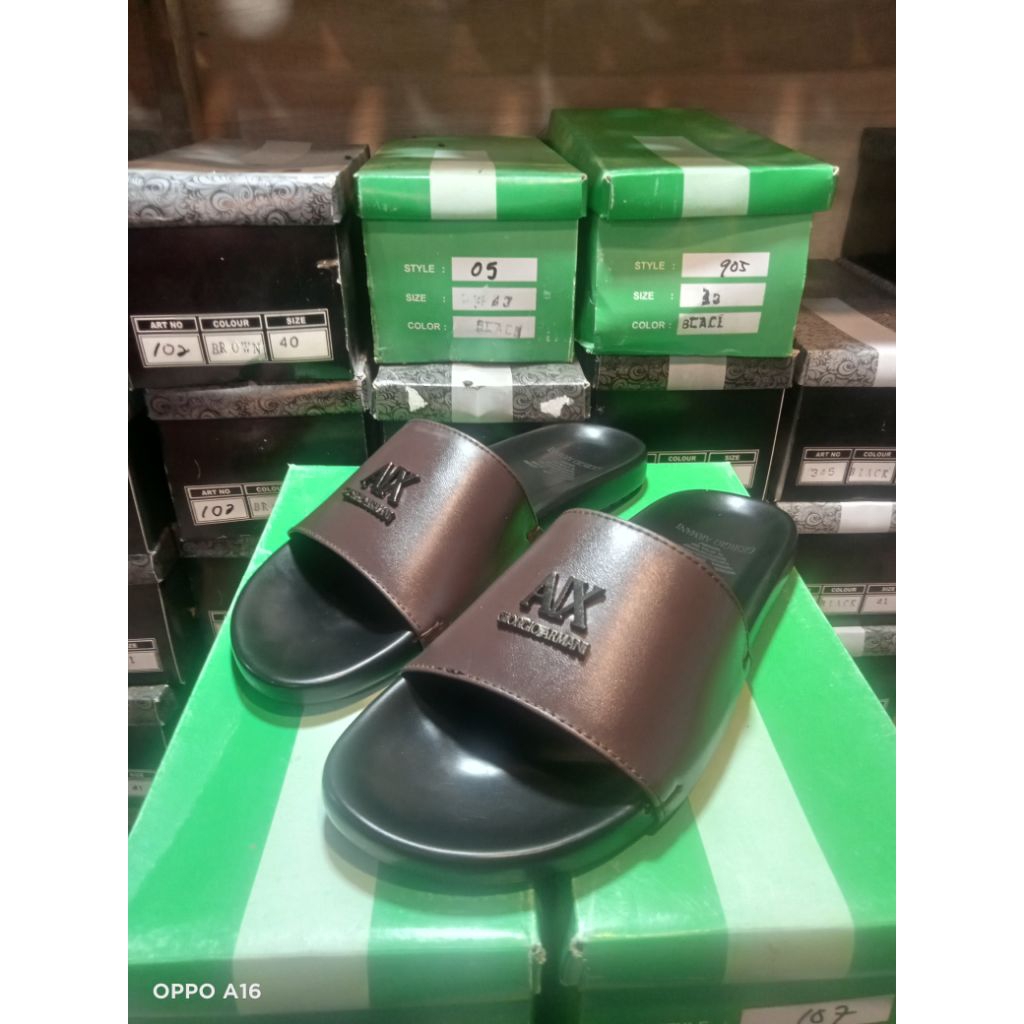 sandal slop pria sendal armani