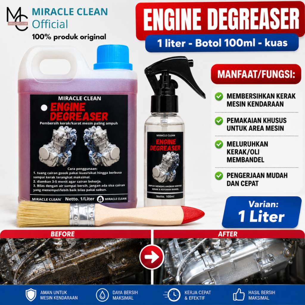 Miracle Clean Engine Degreaser Cairan Pembersih Kerak jamur Oli Karat Pada Krengkes Mesin Kendaraan 