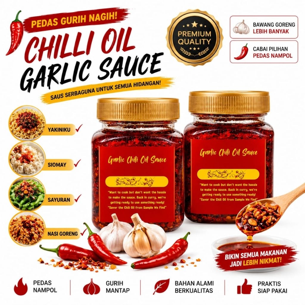 Chili Oil - Chili Oil Garlic - Garlic Chili Oil - Chili Oil Garlic Sauce - Sauce Chili Oil Garlic ha