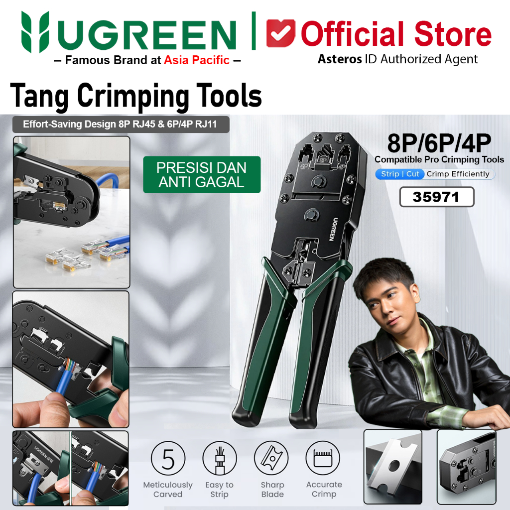 UGREEN Tang Crimping Tool RJ45 RJ11 Lan Network Cable 6P 8P Alat Pemotong Kabel