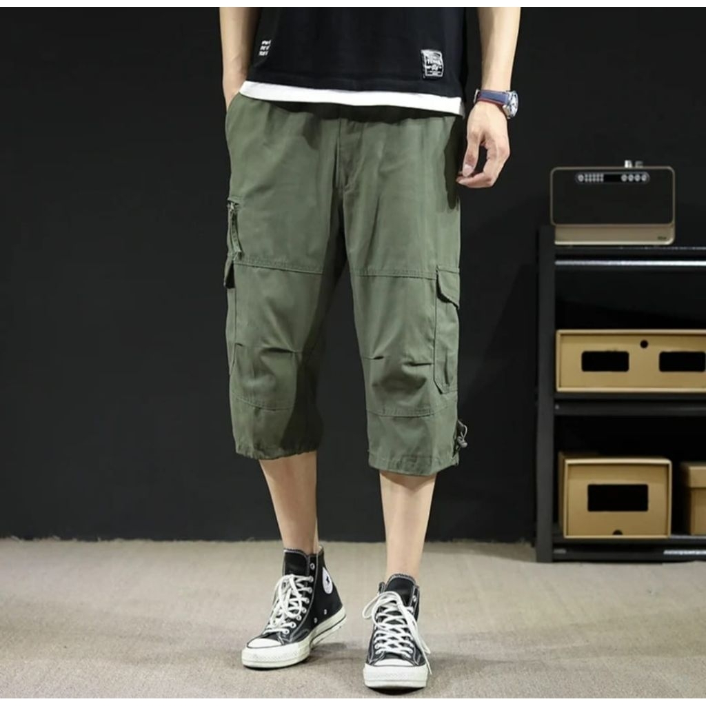 Celana Pendek Sirwal Cargo 7/8 Pria Dewasa Army