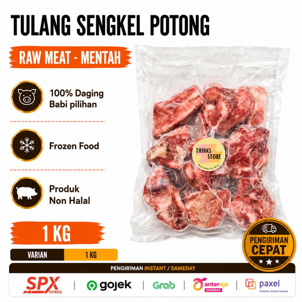 Tulang Sengkel Babi Potong - Pork Femur Bone Cut - Tulang Potong Untuk Kaldu