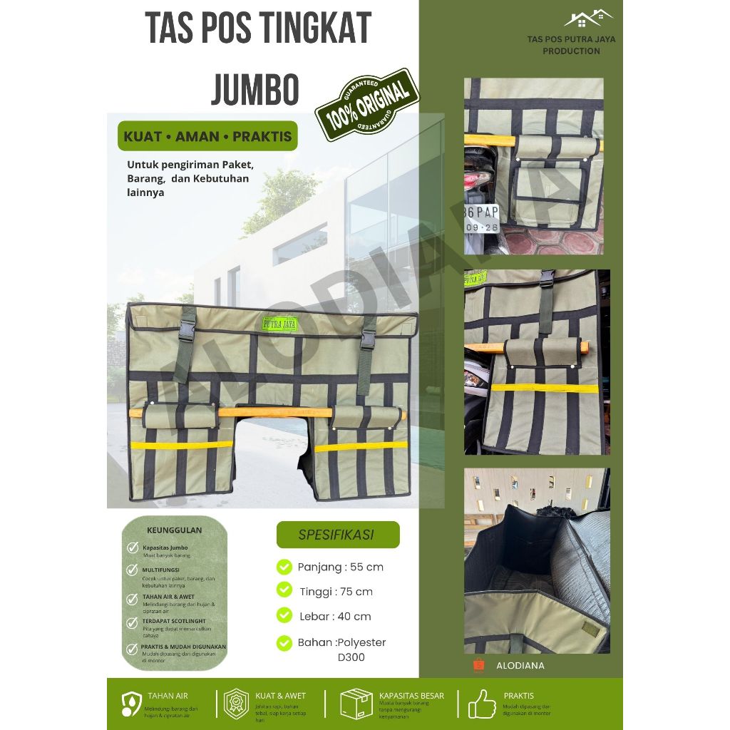 TAS POS PUTRA JAYA / TAS OBROK MOTOR TINGKAT / TAS KURIR SUSUN / ANTI AIR