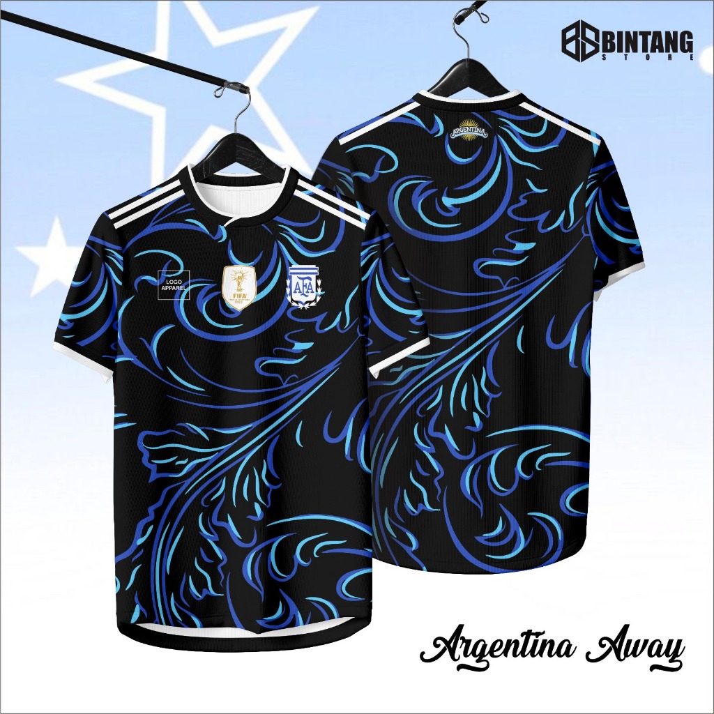 Jersey Bola Argentina Away Jersey Argentina Away Bahan Tebal Dryfit Premium