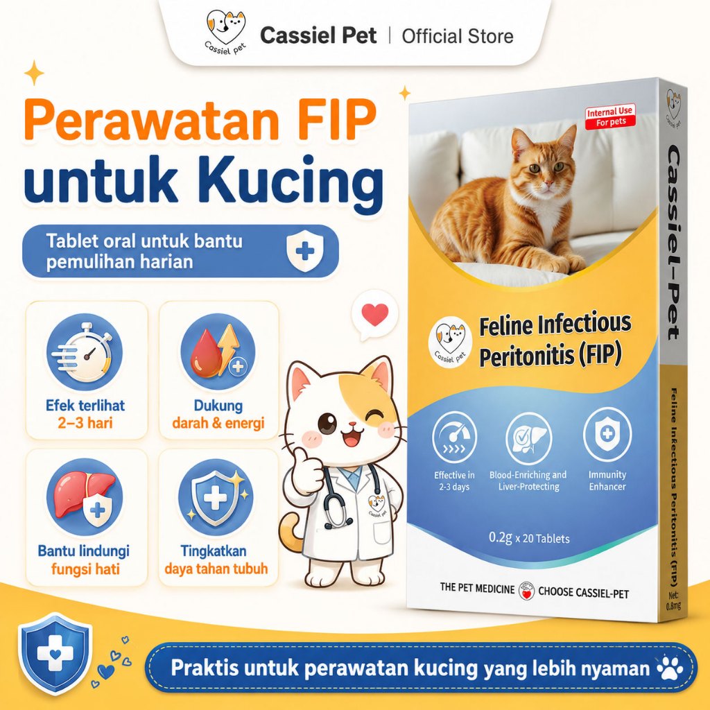 Cassiel Pet Obat FIP Kucing Tablet Oral - FIP Basah Kering Neuro, Anti Virus Kucing