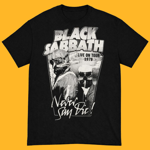 Kaos Band BLACK SABBATH Never Say Die 1978 Vintage Retro - T-Shirt Reguler & Boxy Unisex Baju band M