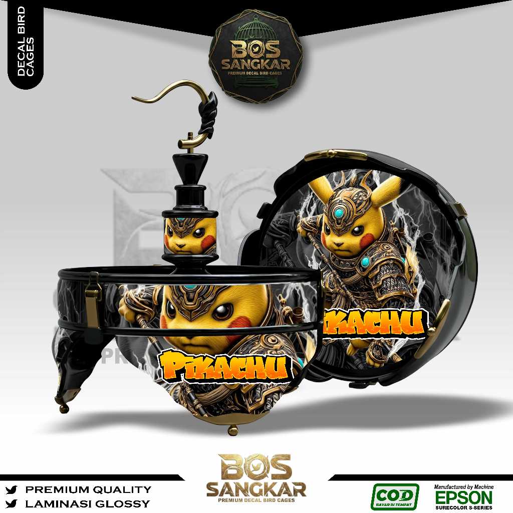 STIKER DECAL SANGKAR BURUNG BUNDAR LINGKARAN LOVE BIRD HELOPET BATMAN CUSTOM PIKACHU BS84