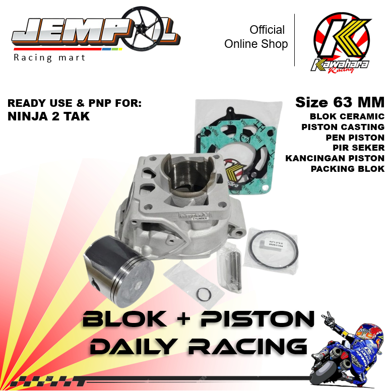 Kawahara Blok Ceramic + Piston Teflon Bore Up Daily Racing 63 MM Ninja 2 Tak 150 R RR SS
